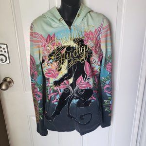 Christian Audigier Zip Up Hoodie Size L (5A)